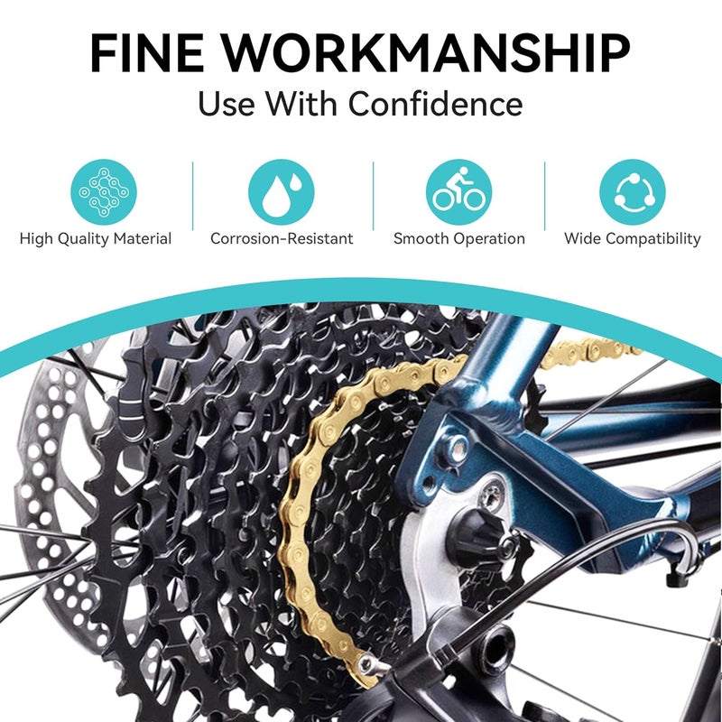 Tailcle 6/7/8 Speed Gold Bike Chain, Bicycle Chain Bike Parts Chain Replacement for Road Mountain Racing Cycling E-Bike MTB BMX (Gold 6/7/8 Speed) - Image 2